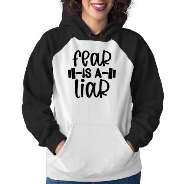 Imagem de Moletom Feminino Fear Is A Liar - Foca na Moda, Branco, Preto, GG
