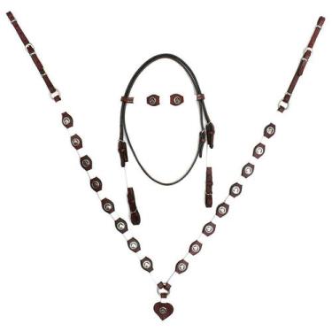 Imagem de Conjunto Peitoral e Cabeçada Cavalinho SV5544 - Marrom - Selaria Verte