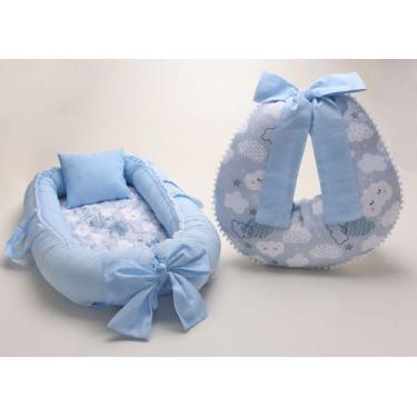 Imagem de Almofada Amamentação + Ninho Redutor Nuvem Azul + Redutor Bebê Confort
