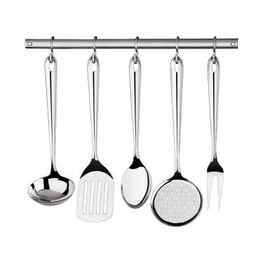 Imagem de Jogo de Utensílios 5 Peças Tramontina Utility 66812700 com Suporte de Parede Inox