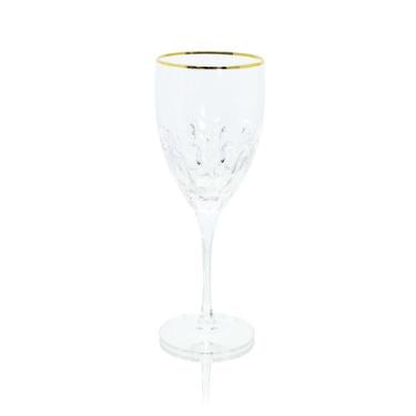Imagem de Taça Cristal Finos Lapidados Vinho Filetado A Ouro Base Luxo - luxdeco