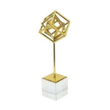 Imagem de Escultura Decorativa Menor Cubos Abstrato Metal Luxo - LUXdécor
