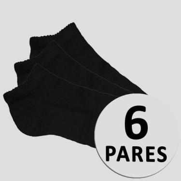 Imagem de Kit Meia Adidas 6 Pares Cano Baixo Preta e Branca, G