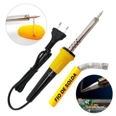 Imagem de Ferro de Solda Completo Potência, Suporte e Estanho para Soldagens Per