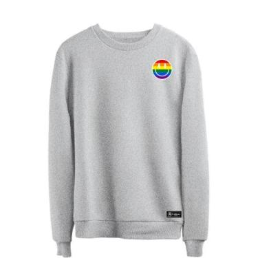 Imagem de Blusão Moletom Lgbt Masculino e Feminino Personalizado sem Capuz gola 