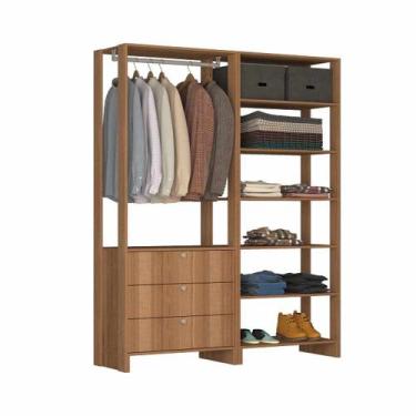 Imagem de Closet com 1 Cabideiro, 3 Gavetas e 7 Nichos EY102-103 Linha Yes Emove