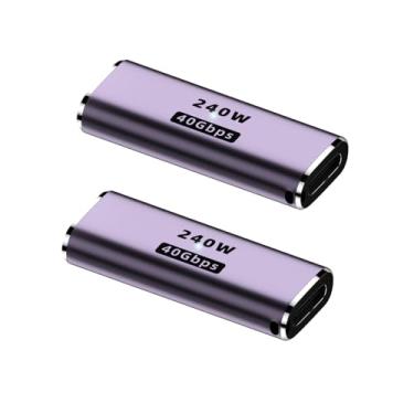 Imagem de ZIXINZIYI Adaptador USB C 90 graus, adaptador USB tipo C fêmea para fêmea com carregamento de vídeo 40Gbps PD 240W 8K @60Hz, compatível com Steam Deck, Switch, VR e mais dispositivos tipo C (reto 2