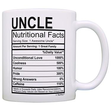 Imagem de Caneca de café de cerâmica branca com etiqueta de fatos nutricionais para o tio presente para tio de 325 ml