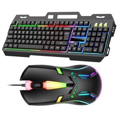 Imagem de Combinação de Teclado e Mouse Com Fio, Conjunto de Teclado e Mouse para Jogos Retroiluminado RGB, Teclado Mecânico de 104 Teclas Em Tamanho Real, Mouse óptico de 1200 DPI, para PC