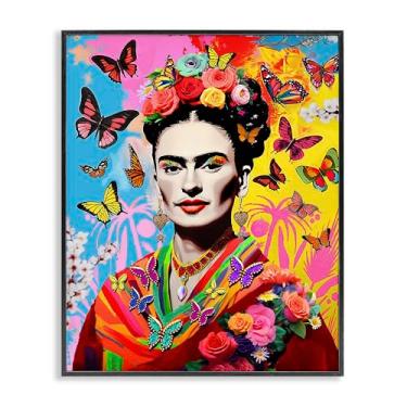 Imagem de Stupell Industries Design de parede giclée emoldurado por Jess Stempel, borboletas excêntricas, Frida, moldura preta, 28 x 35 cm