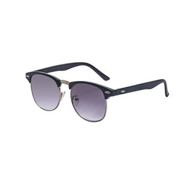 Imagem de Kelens Óculos de sol retrô com armação semi-sem aro, proteção UV 400, lentes de visão clara, armação preta, óculos de sol de miopia (-3,5)