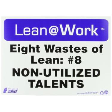 Imagem de Zing Green Products 2173 Placa de plástico reciclado Lean at Work "Eight Wastes of Lean: #8 Non-Utilized Talent", 35,5 cm de comprimento, 25,4 cm de largura