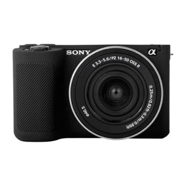 Imagem de MUZIRI KINOKOO Capa de silicone macio para câmera Vlog Sony ZVE10 II/ZV-E10 II, capa protetora Alpha ZVE10 II com aderência aprimorada - antiderrapante e antiarranhões - preta