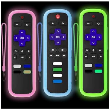 Imagem de Gavyqier Capa para controle remoto compatível com Onn Roku TV| Controle remoto TCL Roku Express 4K | Capa para controle remoto Roku que brilha no escuro