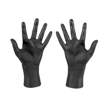 Imagem de Colaxi Masculino mão manequim modelo jóias organizador relógio suporte diy artesanato anéis organizador suporte mãos falsas para decoração de casa desktop , Preto