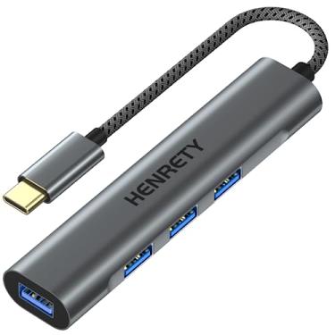 Imagem de Henrety Hub USB C, hub de dados portátil ultrafino 4 em 1, divisor USB 3.0 expansor para laptop, PC, MacBook, Mac Pro, Mac Mini, iMac, Surface Pro e mais dispositivos USB