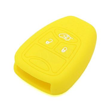 Imagem de SEGADEN Capa protetora de silicone compatível com CHRYSLER DODGE JEEP controle remoto chaveiro CV4751 amarelo