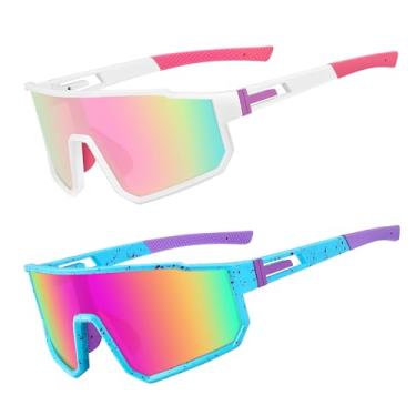 Imagem de MVPTGRS Óculos de sol de beisebol juvenil para meninos e meninas de 8 a 14 anos TR90 armação esportiva infantil para softball, ciclismo, beisebol, golfe, Colorido e rosa, Age 8-14