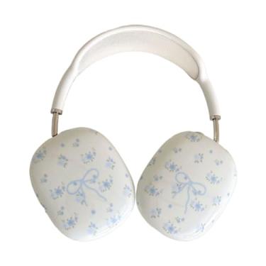 Imagem de QYFZXLV Capa de fone de ouvido para AirPods Max, capa protetora antiqueda macia com estampa floral criativa, capa à prova de choque para meninas