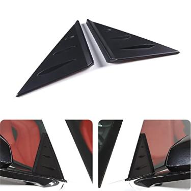 Imagem de Acabamento da capa do triângulo lateral do para-brisa dianteiro compatível com Corvette C8 Stingray 2020-2023 ABS 2 peças para porta de carro retrovisor lateral triângulo capa acessórios de acabamento
