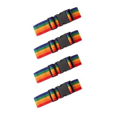 Imagem de BaotyJie 4x correias de bagagem cintos de viagem conector para saco de bagagem mantém mala juntos cintas de fixação de ligação cintos de embalagem de mala, Arco-íris