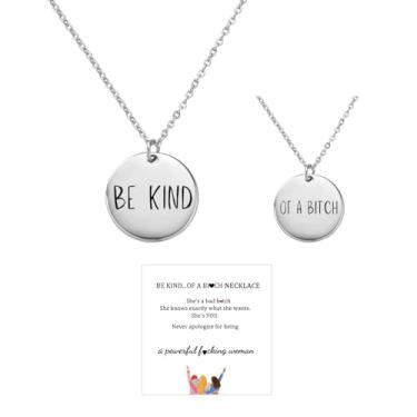 Imagem de LIU JUN Be Kind Of A B Colares para mulheres, To Best Friends Sorority Sisters Pingente de Moeda de Ouro Inspirador com Mensagem Gravada Pulseira de Aço Inoxidável Amizade Joias Presente, Large, Aço