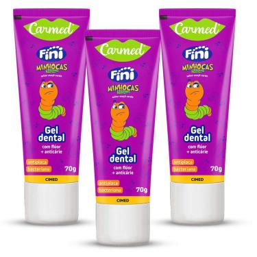 Imagem de Kit 3 und Gel Dental Carmed Fini Minhocas 70g