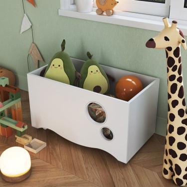 Imagem de Baú de Brinquedos Encanto com Rodízios Branco - Completa Móveis