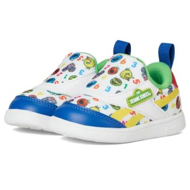Imagem de Reebok Tênis infantil unissex Sesame Street Club C Revenge sem cadarço, Branco/verde/amarelo, 8 Infant