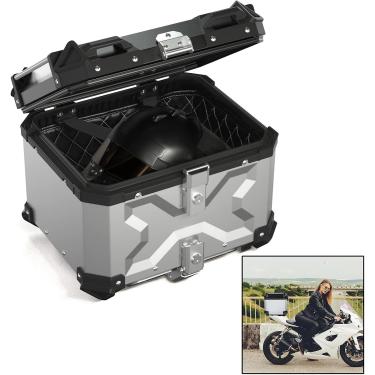 Imagem de Caixa superior de alumínio para porta-malas de motocicleta resistente, caixa traseira de motocicleta 45L 55L 65L 80L 100L Caixa superior de scooter durável para capacete de loja Bagagem gran