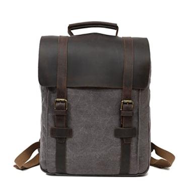 Imagem de Mochila de lona para homens bolsa escolar mochila de viagem para trabalho ao ar livre bolsa para laptop(G)
