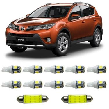 Imagem de Kit Led Interno Externo Toyota RAV4 2015 A 2018 Farolete Ré Teto Placa