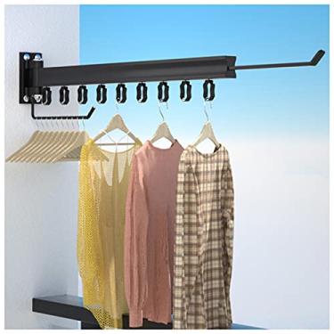 Imagem de Suporte para lavanderia, suporte de secadora extensível montado na parede, cavalo de roupas dobrável, varanda para arejador, varanda de roupas internas, suporte de secagem de varal san urso 150 kg O