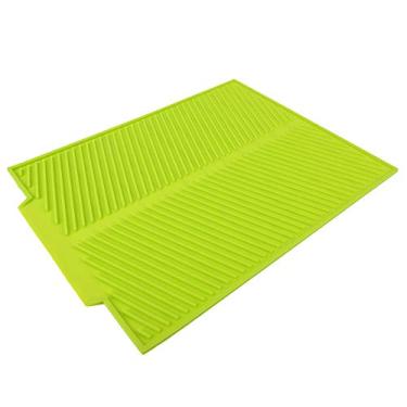 Imagem de Tapa de Secagem de Pratos de Silicone Resistente Ao Calor, Almofada de Drenagem de Cozinha de Segurança Com Bordas Abauladas, Tapete de Prato Limpo Fácil para Geladeira ou