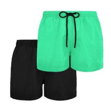 Imagem de Kit 2 Short Tactel Masculino Plus Size Moda Praia Bermuda Lisa-Masculino