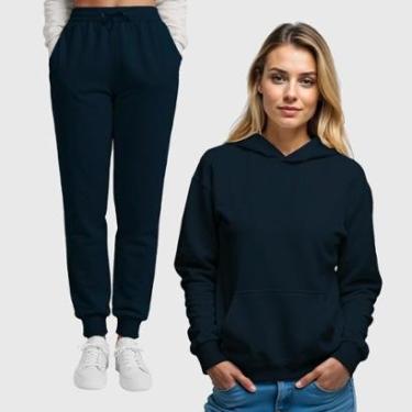 Imagem de Conjunto Moletom Canguru e Calça Feminina Lisa Benellys-Feminino