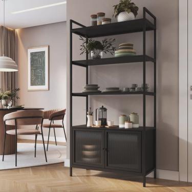 Imagem de Estante Biblioteca com 2 Portas e 3 Prateleiras Euforia Yescasa