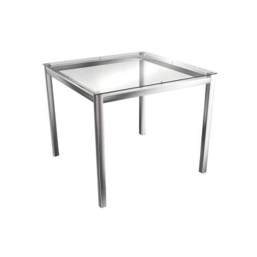 Imagem de Mesa De Sala Jantar Reno M002 Aço C-tampo Vidro 90x90cm Cromada - Kappesberg