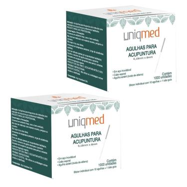 Imagem de Agulha Para Acupuntura 1000Un 0,18X8Mm Kit 2Cx Uniqmed