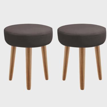 Imagem de Kit 02 Banqueta Alta Julia Industrial 55cm Pé Palito Carvalho Sintético Marrom - Ahz Móveis