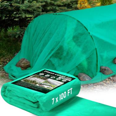 Imagem de Berlune Coberturas de plantas, proteção contra congelamento, cobertores, coberturas de plantas para proteção de inverno, pano de geada, cobertura de fileira flutuante para jardim ao ar livre, cama elevada proteção contra geada e neve (verde, 2,1 m x 30,5 m)