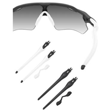 Imagem de HILEEN Óculos de sol de substituição preto fosco para óculos de sol Oakley Radar EV Path Pitch Advancer - preto + branco