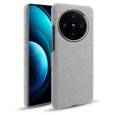 Imagem de Capa para vivo X100,Capa desenhada em lona,Case Protetora Ultrafina com Empunhadura Macia,Design em Tecido Antichoque e Antiarranhões-Light gray