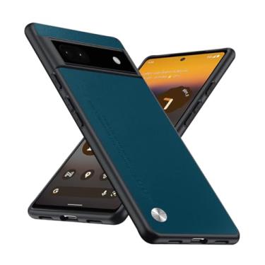 Imagem de Puxssul Capa para Google Pixel 6a 5G (2022), traseira de couro sintético antiimpressão digital + bordas duráveis de TPU macio à prova de choque, capa protetora para câmera slim fit antiarranhões para