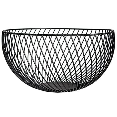 Imagem de Cesta de frutas domésticas cestas de armazenamento sala de estar cesta de frutas vegetais mesa cesta de frutas tigela de frutas para cozinha sala de estar quarto (cor: preto)