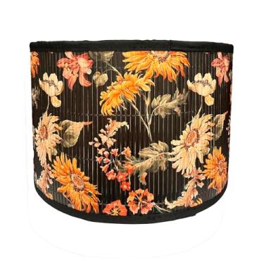Imagem de Yuqim Abajur floral E27 vintage floral padronizado abajur 30 cm x 20 cm capa de lâmpada oval impressa para lustre de mesa de chão (margarida)