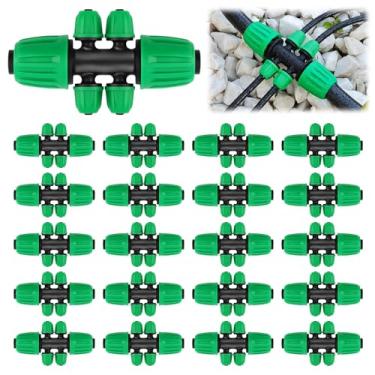 Imagem de 20 peças de conectores de T farpado bloqueado, kit de acessórios de irrigação por gotejamento Kalolary 1/5.1 cm a 1/10.2 cm kit de acessórios de irrigação de 12/16 mm a 4/7 mm de bloqueio de tubo