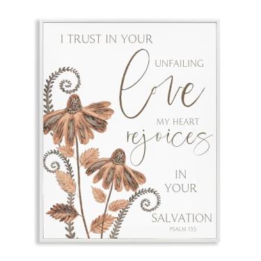 Imagem de Stupell Industries Trust In Your Unfailing Love Arte giclée emoldurada branca, design de Annie LaPoint, 28 x 35 cm
