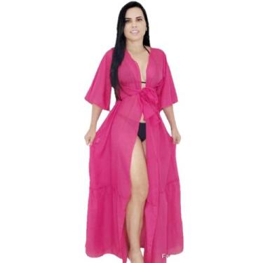 Imagem de Saída De Praia longa Manga curta Em Chiffon - Tropicana Modas, Único 3