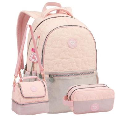 Imagem de Kit Mochila Costas Feminina 18" Color Up Lancheira e Estojo - Seanite,